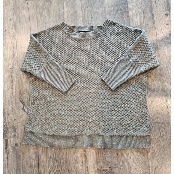 Women's Lane Bryant 18/20 Grayish Green Textured 3/4 Sleeve Plus Size Sweater - Picture 1 of 16